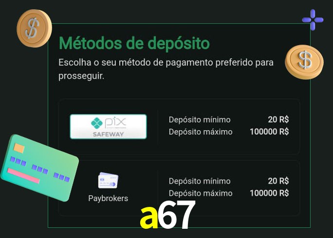 O cassino a67 oferece uma grande variedade de métodos de pagamento